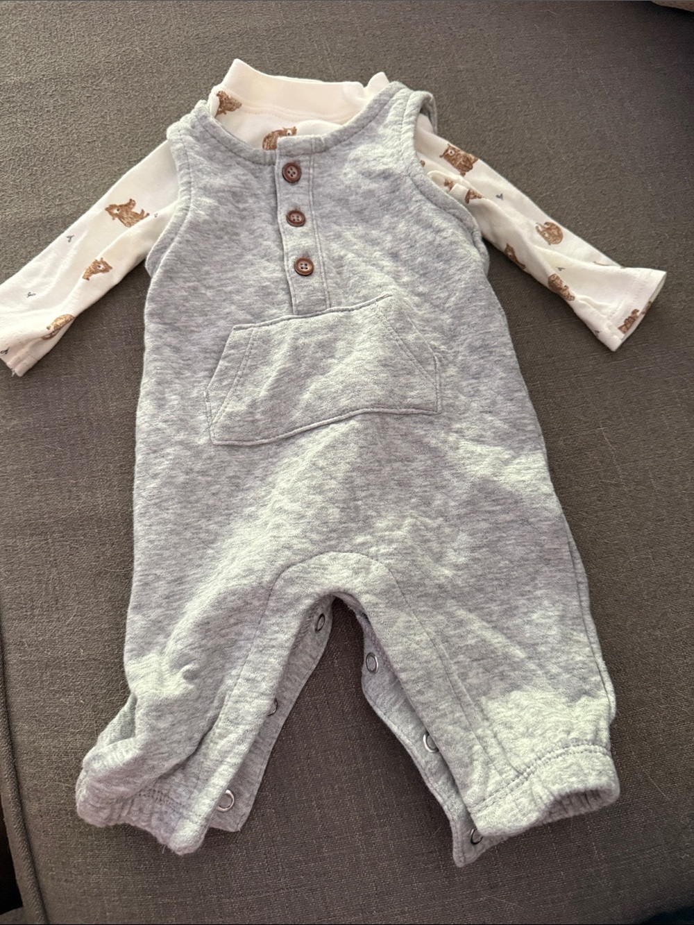 Carter's Light Heather Gray Knit Romper with Pocket